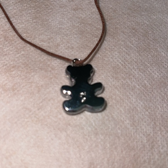 Swarovski glass mirror teddy bear necklace brand new has original box 18” long - Picture 5 of 8